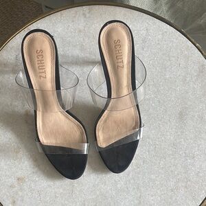 SCHUTZ Black and White Heels with Minimalist Design